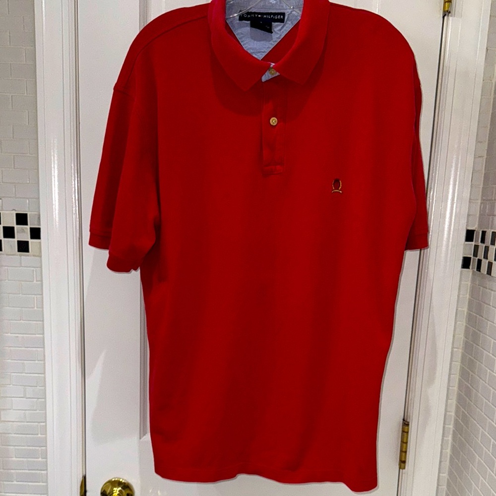 Tommy Hilfiger Red Polo Shirt. Short Sleeve. Cotton mesh. Size XL.